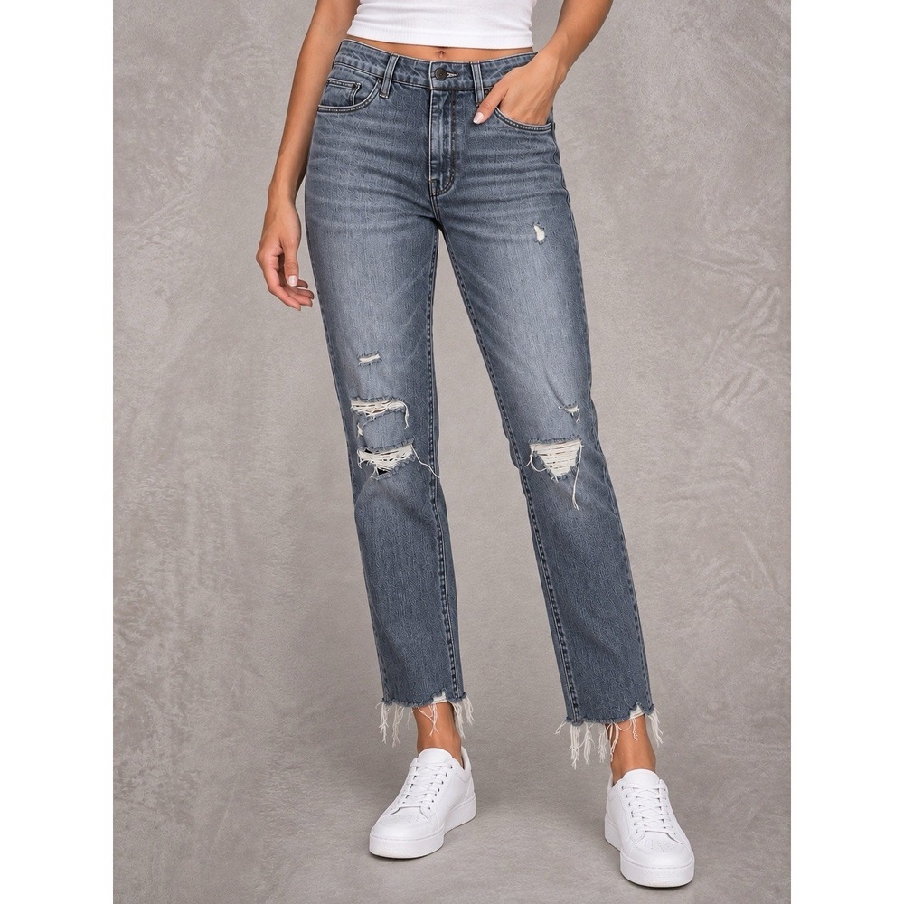 Mother The Looker Ankle Fray Jeans Womens 25x27 Ace Of Spades Distressed Denim